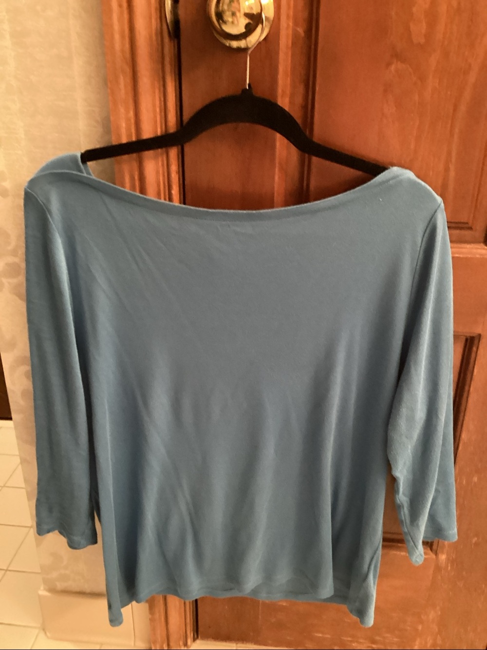 Talbots Bright Blue Boatneck Long Sleeve Top